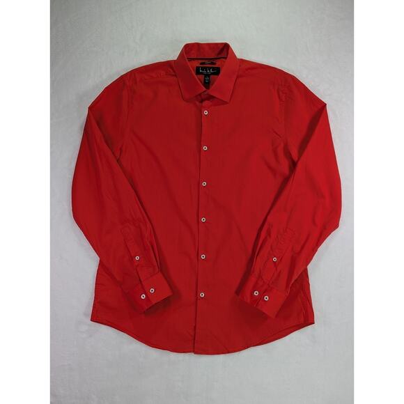 Nicole Miller NY Large 16-16 1/5 34/35 Stretch Red Dress Shirt w/Pearl Buttons - Picture 1 of 13